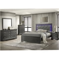thumbnail image 5 of Queen Size Bed Frame with LED Headboard, Upholstered Platform Bed, Modern Bedroom Furniture with Adjustable Ambient Light, No Box Spring Needed, 5 of 5
