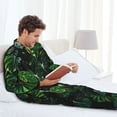 thumbnail image 6 of Salouo Lush Foliage Green Plant Print Button-Front Long Sleeve Pajama Set for Men, Soft 2Pjs Men's Long Sleeve Sleepwear-XX-Large, 6 of 7
