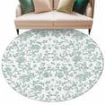 thumbnail image 2 of Spring Flower Round Area Rug 6 FT, Non Slip Bedroom Rugs, Vintage Farmhouse Turquoise Boho Leaf Washable Soft Circular Carpet Non-Shedding Floor Mat for Kitchen Dining Room Home Office Kids Room, 2 of 8