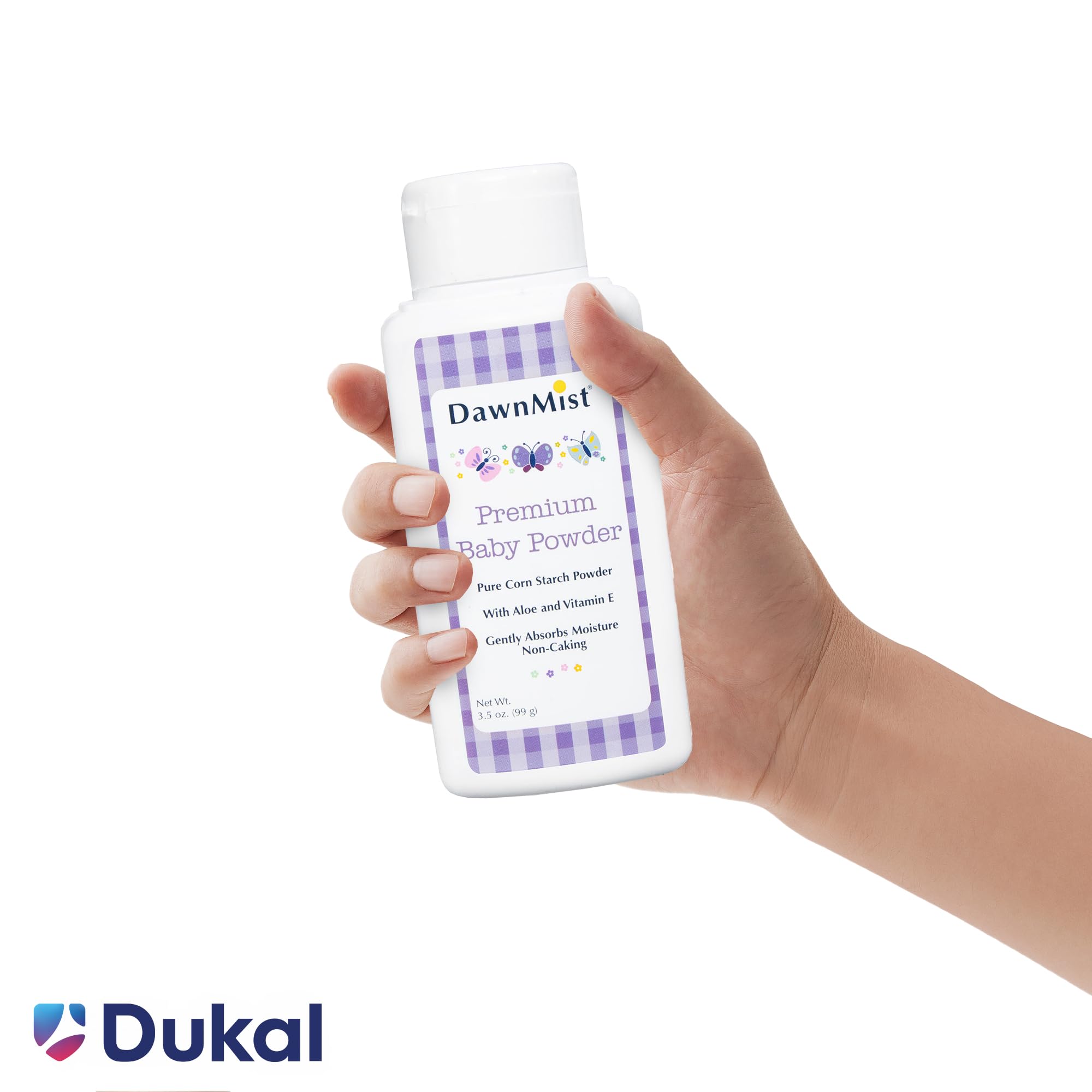 Dukal DawnMist Premium Baby Powder, 3.5 oz Bottles – Talc-Free Formula, Gentle & Soothing for Delicate Skin – Full Case Pack of 48