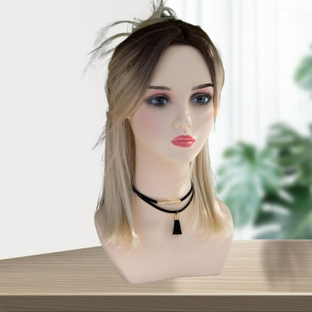 Serenable Female Mannequin Head with Makeup for Necklace Earrings Hairdresser Training