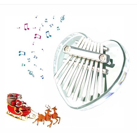 Mini Kalimba Thumb Piano, 8 Keys Finger Piano,Portable Marimba Musical Small Cute Kalimbas, Gift for Girls Kids Adults White, Heart