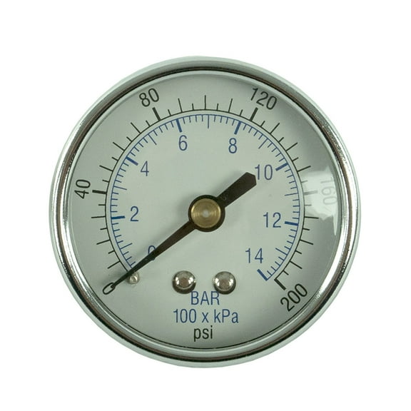 1/8" 200 PSI Compressor Compressed Air Pressure Gauge Back Mount Black 102D-208G