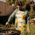 thumbnail image 4 of Beige Music Sunflower Guitar Pattern Apron-Garden Aprons for Women with Pockets-Cotton Linen Waterproof Kitchen Cooking Gardening Aprons Adjustable for Kitchen,Cooking,BBQ and Salon 33x27 Inch, 4 of 7