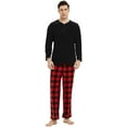 thumbnail image 5 of U2SKIIN Couple Pajama Sets, Plaid Matching Pajama Set for Men and Women Soft Warm Pjs Set（Black/Buffalo Plaid-red Mens, Medium）, 5 of 7