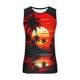 thumbnail image 4 of Penkiiy Mens Beach Tank Top Tropical Print Sleeveless Tops Stylish Summer T Shirt Crewneck Athletic Tee Soft Basic Tank Tops XL Orange, 4 of 5