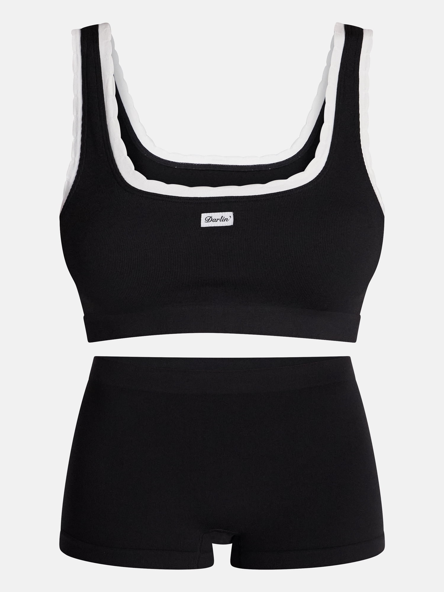 No Boundaries Seamless Scoop Neck Bralette and Boyshorts Set, 2 Piece, Women's XS-XXXL