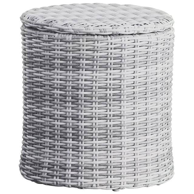 Elle Decor Vallauris Collection de Meubles d'Extérieur pour Patio en Osier Toutes Saisons de Qualité Supérieure, Table d'Appoint de Rangement, Gris