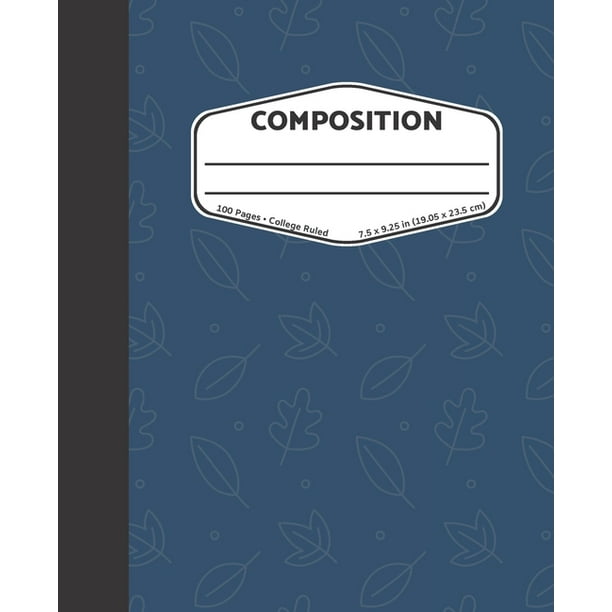 Blue with Leaves College Ruled Composition Notebook (Paperback