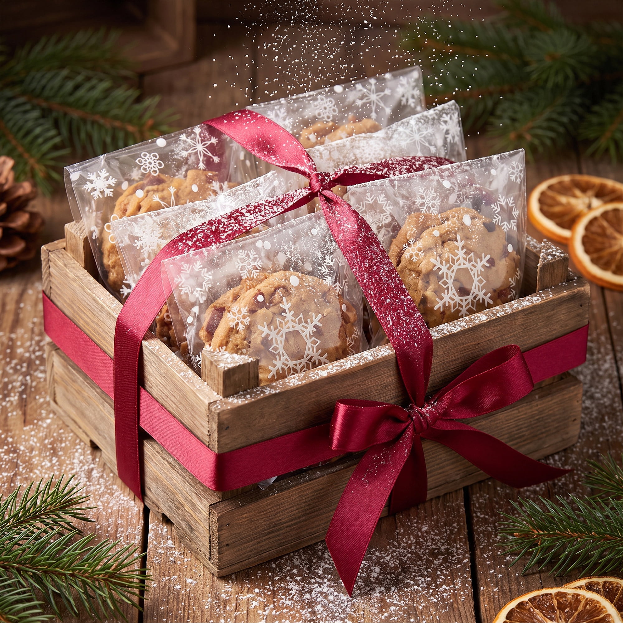 Unique Bargains 50Pcs Snowflake Square Treat Gift Bag for Cookies Clear 3.9" x 3.9"