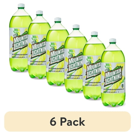 (6 pack) Great Value Diet Mountain Lightning, 2 Liter Bottle
