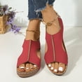 thumbnail image 7 of HTHLVMD Slip On Sandals for Woman, Plus Size Women's Hook & Loop Sandals - Platform Beach Wedges With Breathable Cut-Out Design & Non-Slip Stitched Seams, Wide Width Orthopedic Summer Shoes, Red 8, 7 of 7