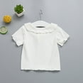 thumbnail image 4 of Baby Girl Boy Short Sleeve Shirts New Toddler Kids Girls Fashion Cute Solid Color Flounce Soft Short Sleeve Buttontops Style B-49 White 12 Months, 4 of 5
