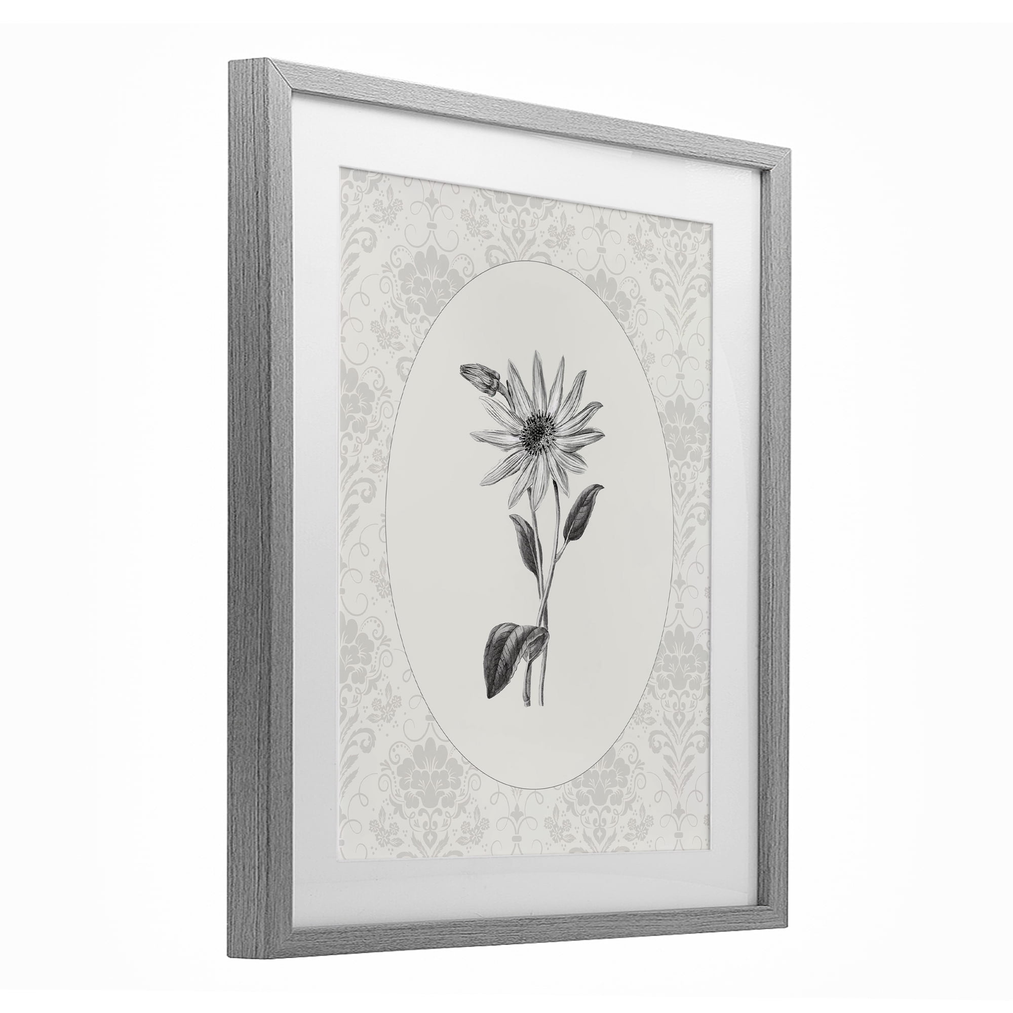 Stupell Industries Antique Botanical & Lace Gray Framed Print Under Glass, design by CAD Designs