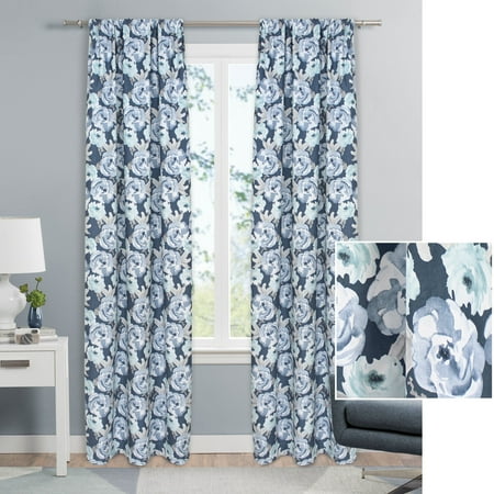 - Mainstays Watercolor Floral Single Curtain Panel