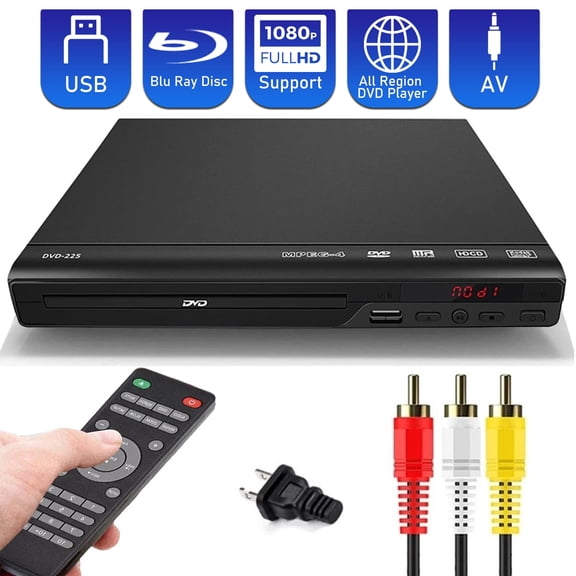 USTOP DVD Players for Smart TV, Simple DVD Player for Elderly, DVD Players that Play All Regions, CD Player with USB Input AV Cable for Home Stereo System, Black