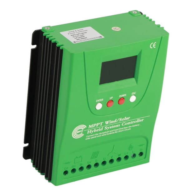 Controlador De Carga Híbrido Solar Eólico Solar De 12V Y 24V Con Pantalla LCD, Controlador Solar Eólico De Carga De Impulso MPPT