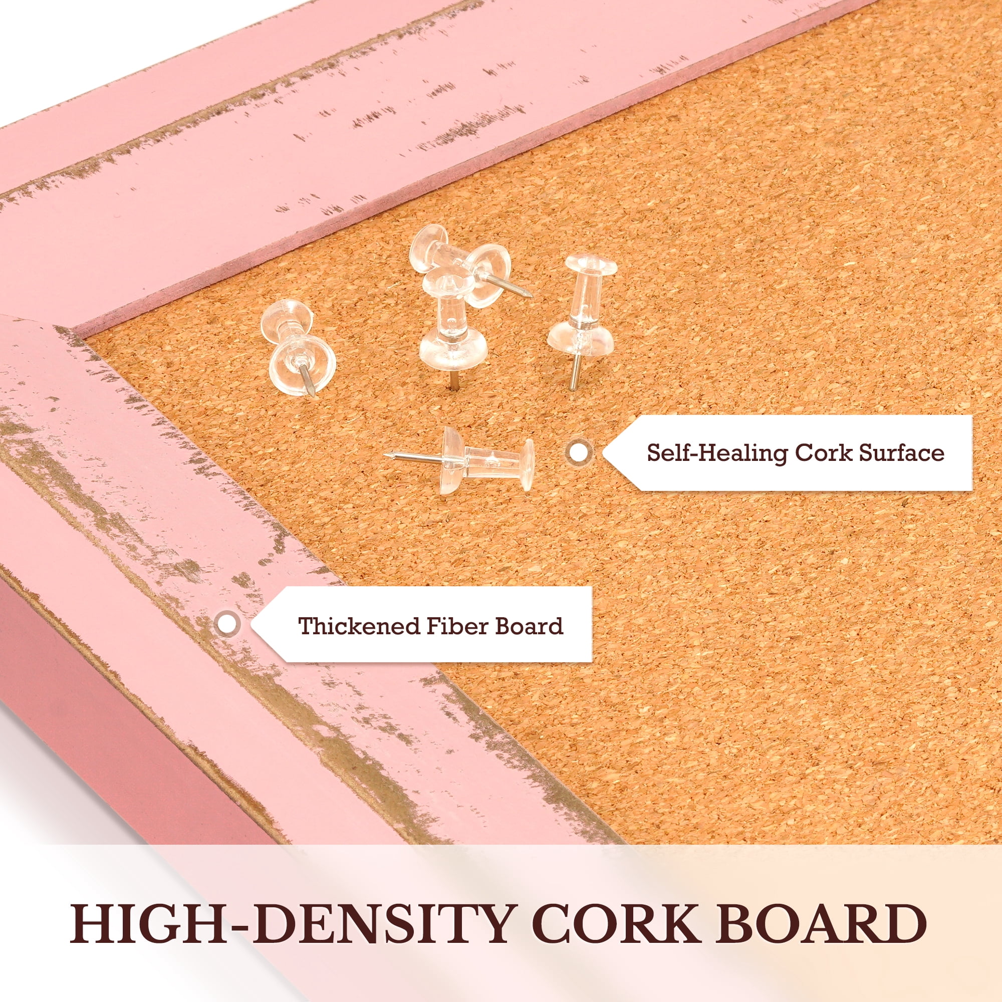 DOLLAR BOSS Poster Board Bulletin Board Pink Cork Board for Wall 24 X 18 Inches Message Project Board Decorative Hanging Pin Board for Office & Home Decor with 10 Pushpins