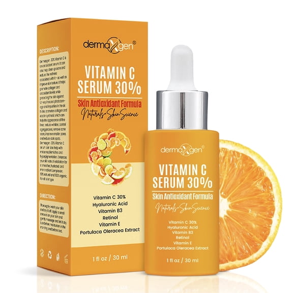 Dermaxgen 30% Vitamin C Facial Serum with Hyaluronic Acid and Retinol – Hydrating and Revitalizing Skincare - 1 Fl Oz