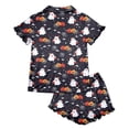 thumbnail image 6 of Womens Halloween Pajamas Seasonal Nightwear Short Sleeve Sleepwear Set Top with Shorts Cozy Loungewear Pajamas for Women Set Black XXL, 6 of 7
