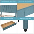 thumbnail image 5 of Queen Bed Frame with Storage, Velvet Upholstered Platform Bed with Headboard and Drawer, Wood Slat Support, Modern Bedroom Furniture Queen Size Bed Frame for Adults, No Box Spring Needed, Blue, 5 of 12