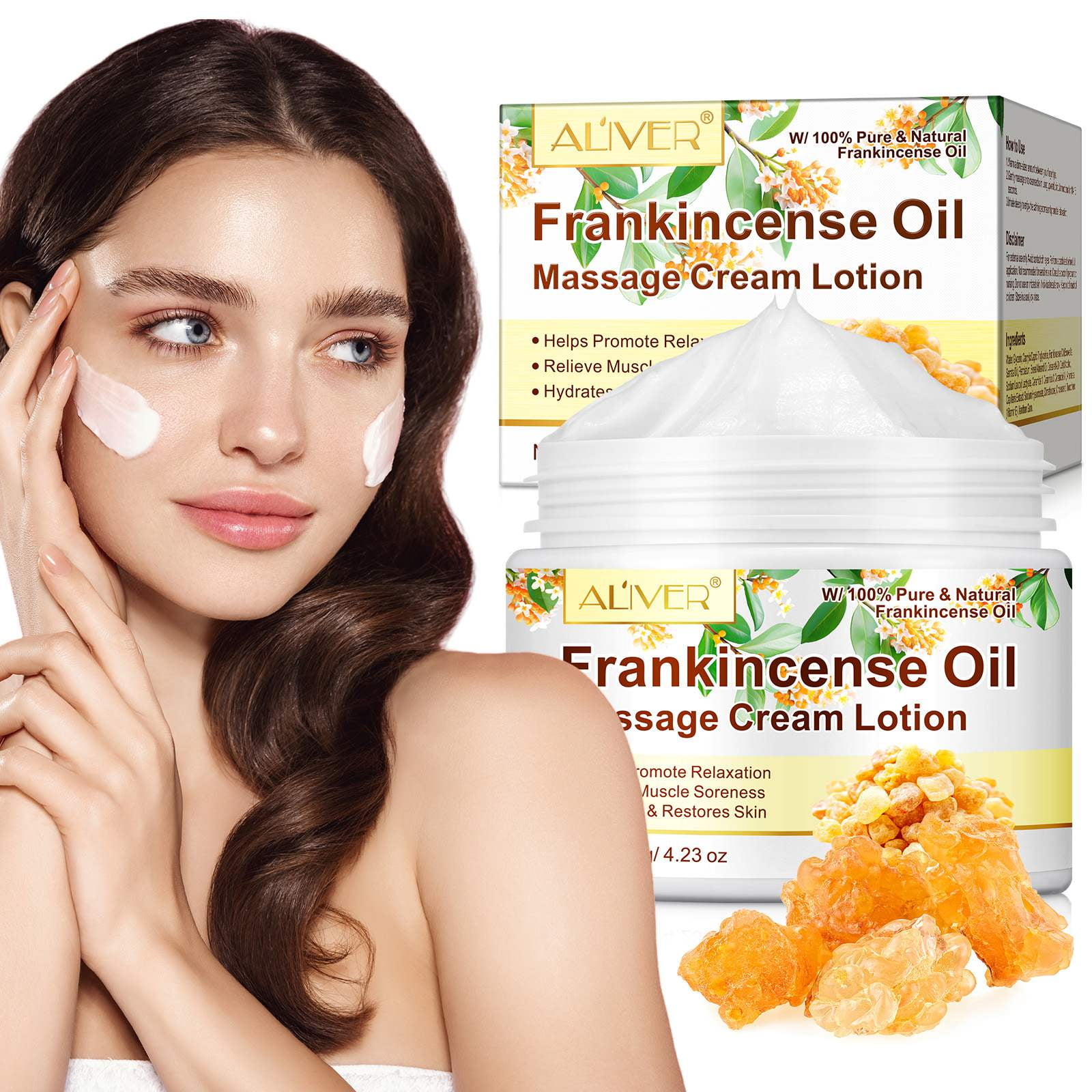 Frankincense Oil Cream for Hydrate Skin, Massage Lotion for Body, Better Relaxation & Stress Relief, Rich in Vitamin E, 3 Pack