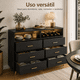 thumbnail image 5 of Zocalo Cómoda de 6 Cajones con Luz LED RGBW, Mueble para TV hasta 60 Pulgadas, Organizador Multifuncional con Estantes Abiertos para Dormitorio, Sala o Comedor, 120 x 40 x 100 cm, Negro, 5 of 13