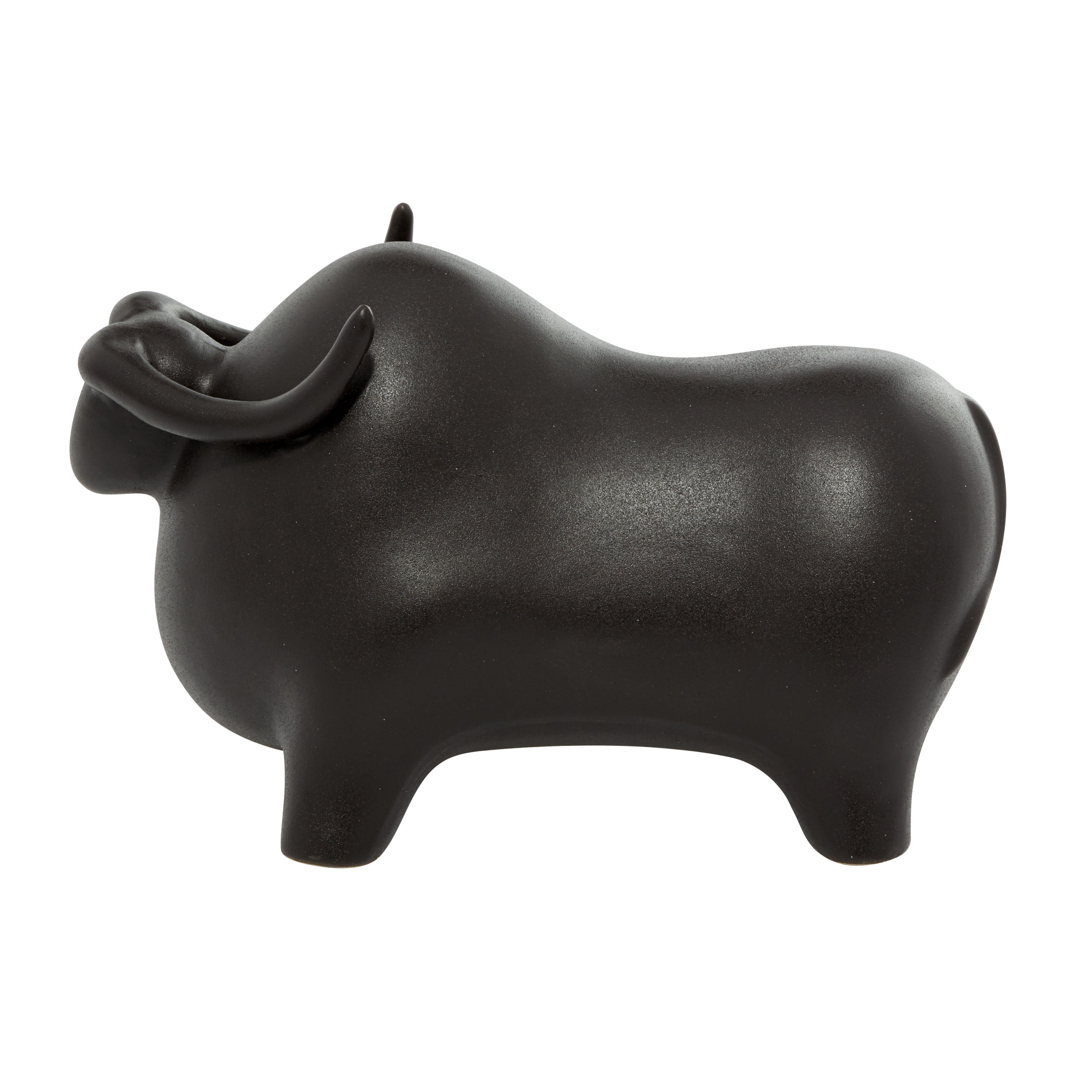 12" x 8" Black Ceramic Bull Sculpture, by DecMode