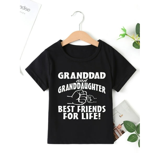 "Abuelo y nieta, mejores amigos para siempre" - Camiseta de manga corta de verano para niña, informal, de algodón, lavable a máquina