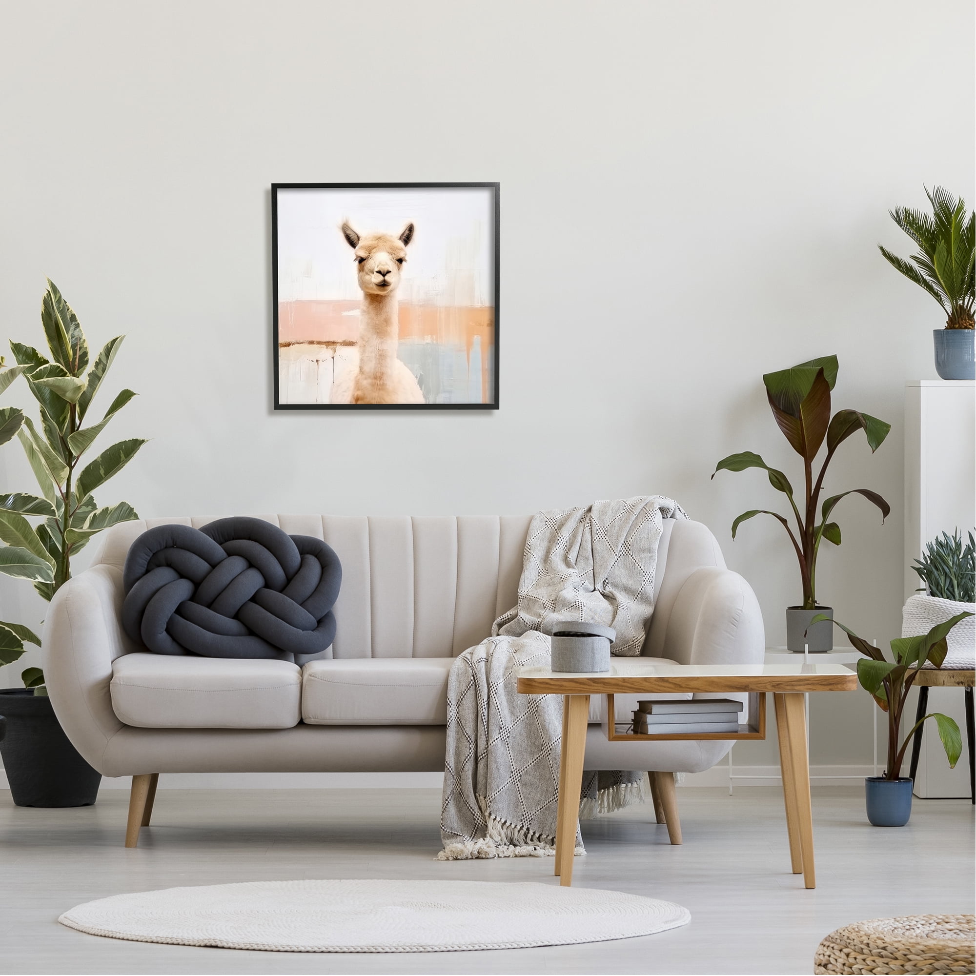 Stupell Industries Rustic Llama Portrait Animals & Insects Painting Black Framed Art Print Wall Art, 24 x 24