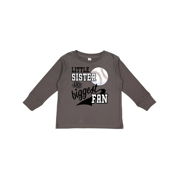 Inktastic Little Sister and Biggest Baseball Fan Girls Long Sleeve Toddler T-Shirt