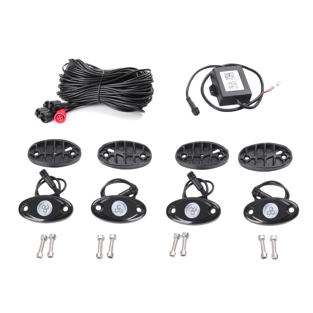 NS Car Universal 4pcs RGB Rock LED Light Bar Neon Underglow Lights Off Road Light String Auto Lighting For Cars, Trucks, RV, SUV, ATV, Motorcycles, Boats