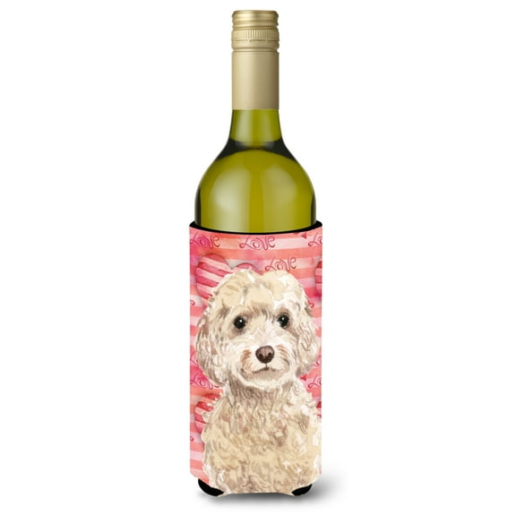 Carolines Treasures BB9480LITERK Champagne Cockapoo Love Wine Bottle Beverge Insulator Hugger  Wine Bottle multicolor