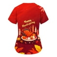 thumbnail image 4 of Xfvqtps Thanksgiving Scrub Tops for Women Soft V-Neck Scrubs Comfortable Nursing Uniforms Short Sleeve Tops Turkey Print Blouse Protective Clothing Working Uniforms with Pockets Red, 4 of 6