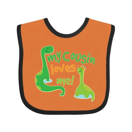 

Inktastic My Cousin Loves Me Dinosaur Gift Baby Boy or Baby Girl Bib