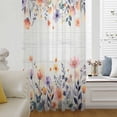 thumbnail image 5 of Pink Spring Floral Sheer Curtains 63 Inches Long, Elegant Flowers Farmhouse Botanical Wooden Light Filering Curtains, Breathable Simi Curtain Privacy Drapes for Living Room Bedroom Window Treatment, 5 of 9