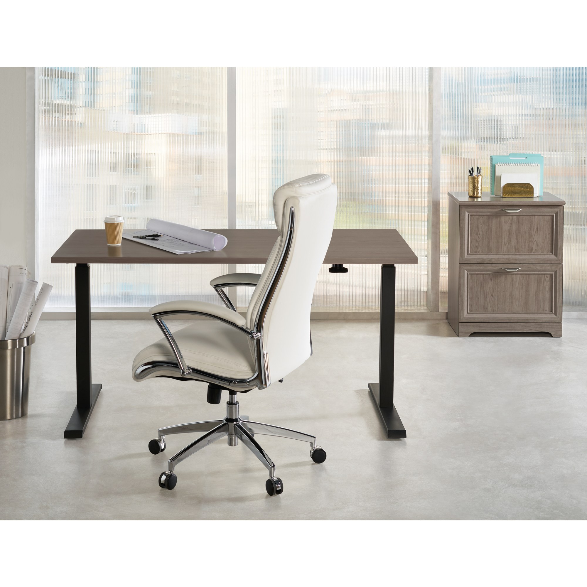 Realspace® Magellan 60"W Pneumatic Height-Adjustable Standing Desk, Gray - image 5 of 8