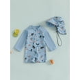 thumbnail image 2 of Nygoyerh Toddler Boys Long Sleeve Swimwear Casual Marine Animal Print Zipper Rash Guard Swimsuit and Hat Beachwear Bathing Suit Infant Clothing 0M 3M 6M 9M 12M 18M 2T 3T, 2 of 7