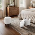 thumbnail image 4 of YYEAN Round Ottoman with Storage, PU Leather Footstool with Legs, Small Foot Rest Ottoman for Bedroom, Living Room, Decorative Home Furniture-15.5"D x 15.5"W x 17"H-White, 4 of 9