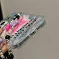 thumbnail image 6 of Case for iPhone 12 Pro Max with Phone Charm/Chain,Sparkly Pink Star Pattern Clear Cute Phone Case with Pearl Love Heart Bracelet,Luxury Bling Women Girl Phone Case 6.7'', 6 of 11