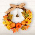 thumbnail image 1 of Autumn Maple Leaf Pumpkin Wreath Thanksgiving Halloween Front Door Home Decor LO, 1 of 12