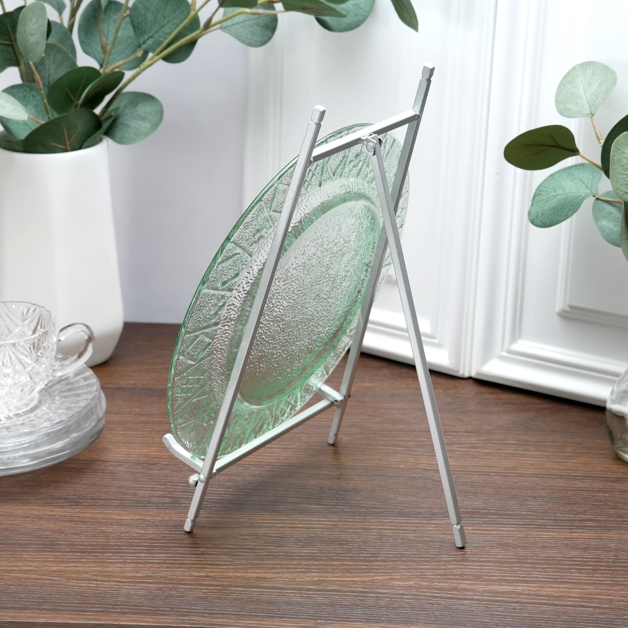 Bard's Satin Silver Metal Easel, 12" H x 7" W x 7.75" D