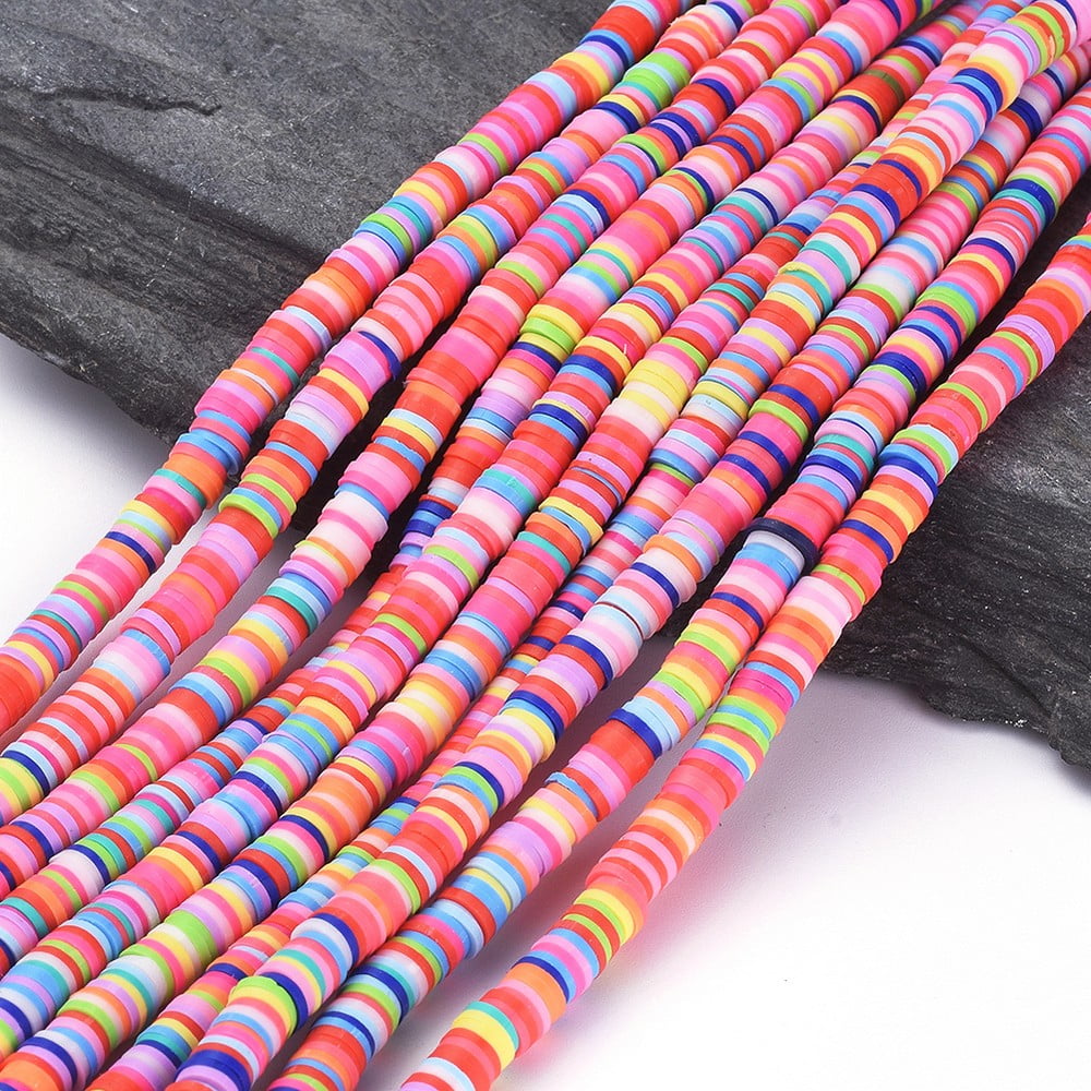 Disc Heishi Beads Bracelets Flat Round Polymer Clay Beads 8mm White Heishi Bead Strands LIght Weight Hawiian Earring Beads