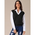 thumbnail image 3 of DARING DIVA Women's Uniform V Neck Knit Sleeveless Sweater Tank Tops S Black, 3 of 6