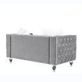 thumbnail image 4 of 60" 2-Seater Chesterfield Sofa, Tufted Velvet Loveseat Sofa Couch with 2 Plush Pillows, Crystal Legs and Nailhead Trim Arms, Diamond Comfy Sofa for Living Room, Office, Guests Room, Gray, 4 of 9