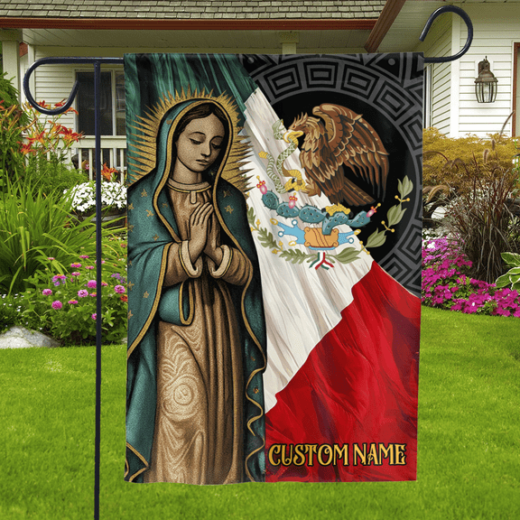 Lotusprinthandmade Personalized Mexican 100% Polyester Garden Flag 28x40 inches, Outdoor hanging flag, Outdoor Mexico flag
