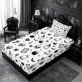 thumbnail image 2 of Erosebridal Gothic Skull Ghost Twin Fitted Sheet 2 Pieces,Halloween Theme Bedding,White Black Grey,1 Fitted Sheet and 1 Pillowcase, 2 of 4