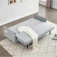 thumbnail image 2 of Velvet Couch with 2 Small Pillows, Modern Loveseat Sofa Twin Size Contemporary Sofas for Living Room and Bedroom (Gray), 2 of 7