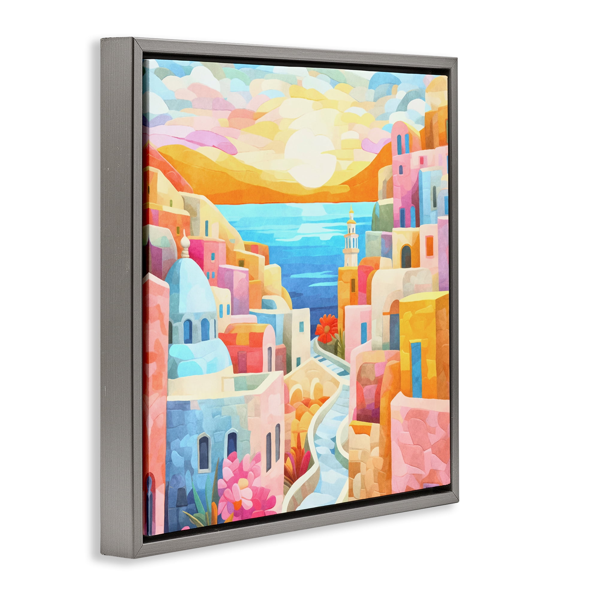 Stupell Industries Pastel Seaside Dreams Scenic & Cityscapes Painting Gray Floater Framed Canvas Art Print Wall Art, 25 x 25