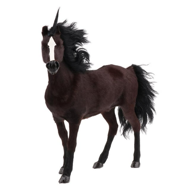 Cheval en Peluche Simulation Ornement Maison Décor de Noël Peluche Figures Cadeau Marron